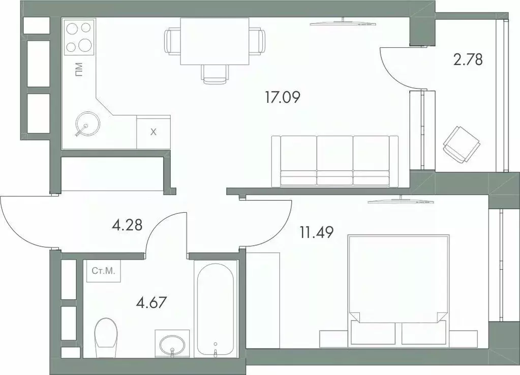 1-к кв. Ханты-Мансийский АО, Ханты-Мансийск ул. Доронина, 7 (40.31 м) - Фото 0