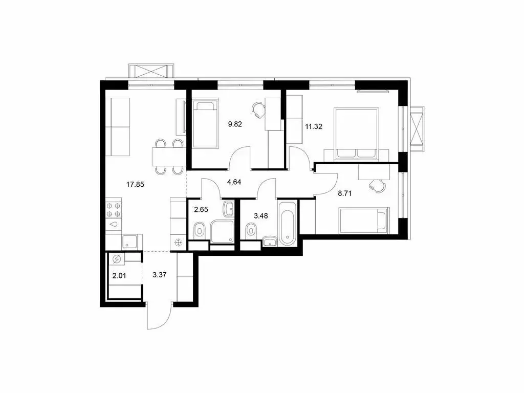 3-комнатная квартира: Улан-Удэ, Советская улица, 6/2 (63.85 м) - Фото 0