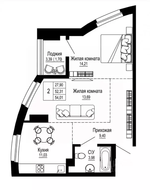 2-к кв. Ростовская область, Ростов-на-Дону Привокзальная ул., 3/1 ... - Фото 0