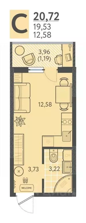Студия Краснодарский край, Краснодар ул. Имени Виктора Анфиногенова, ... - Фото 1
