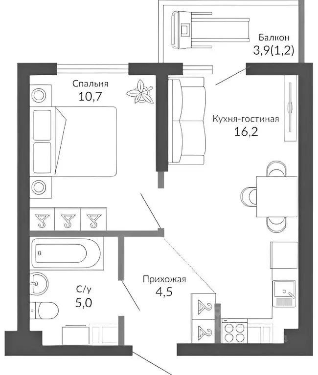 1-к кв. Краснодарский край, Новороссийск ул. Куникова, 55к1 (39.6 м) - Фото 2