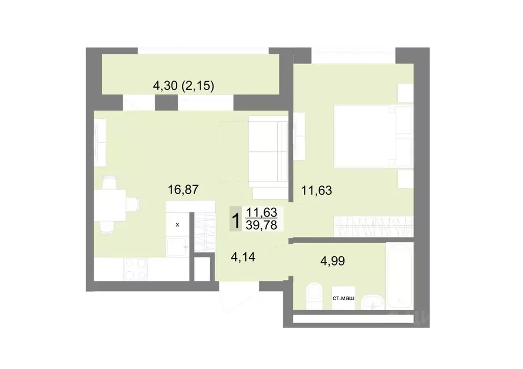 1-к кв. Свердловская область, Екатеринбург ул. Тенистая, 8с4 (39.78 м) - Фото 1