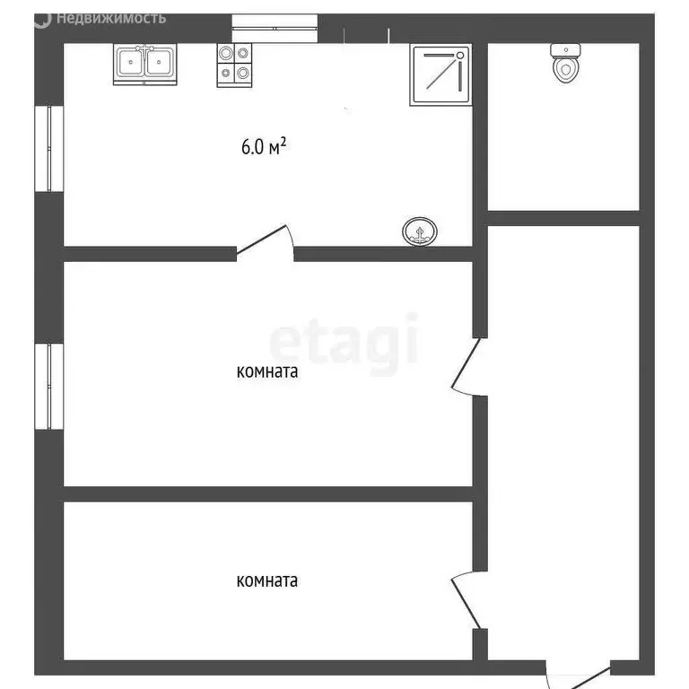 2-комнатная квартира: Вологда, улица Гагарина, 4 (37 м) - Фото 1