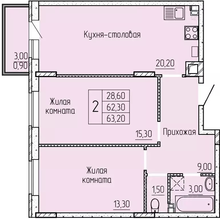 2-к кв. Ростовская область, Батайск ул. Макаровского, 4к1 (63.6 м) - Фото 0