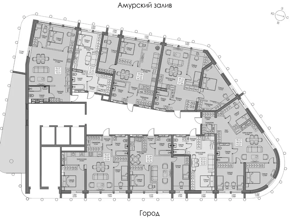 2-к кв. Приморский край, Владивосток ул. Мыс Кунгасный, 3Б (60.24 м) - Фото 1