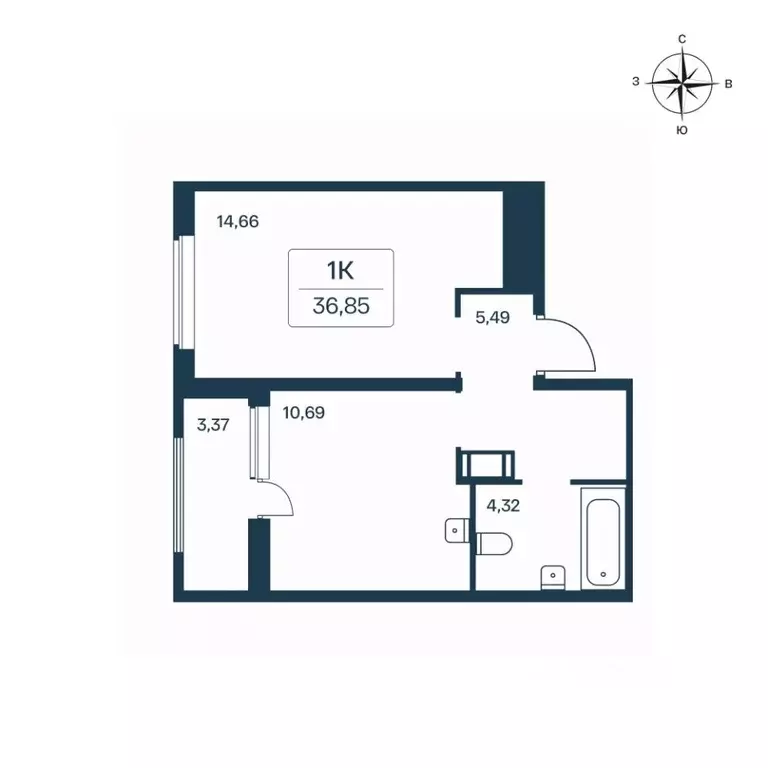 1-к кв. Ленинградская область, Всеволожский район, Заневское городское ... - Фото 0