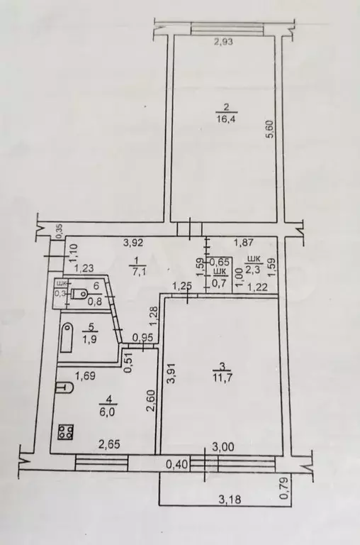 2-к. квартира, 45,4 м, 4/5 эт. - Фото 0