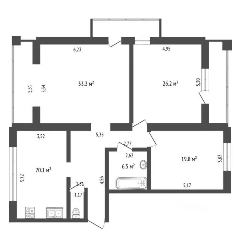 3-к кв. Тюменская область, Тюмень Комсомольская ул., 8 (123.6 м) - Фото 1