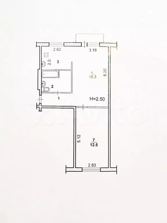 2-к. квартира, 43,9 м, 2/5 эт. - Фото 0