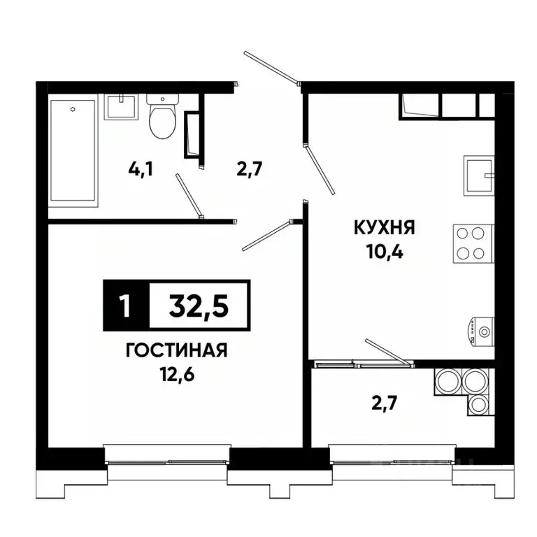 1-к кв. Ставропольский край, Ставрополь просп. Российский, 16к1 (32.5 ... - Фото 1