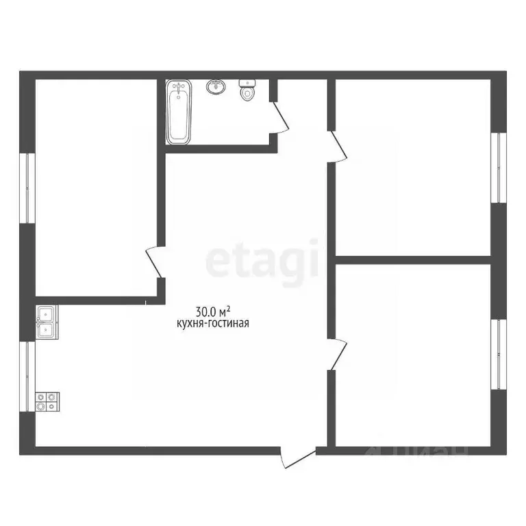 3-к кв. Калининградская область, Калининград ул. Бориса Пастернака, 1А ... - Фото 2