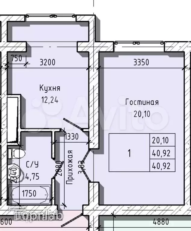 1-к. квартира, 40,9 м, 2/6 эт. - Фото 0