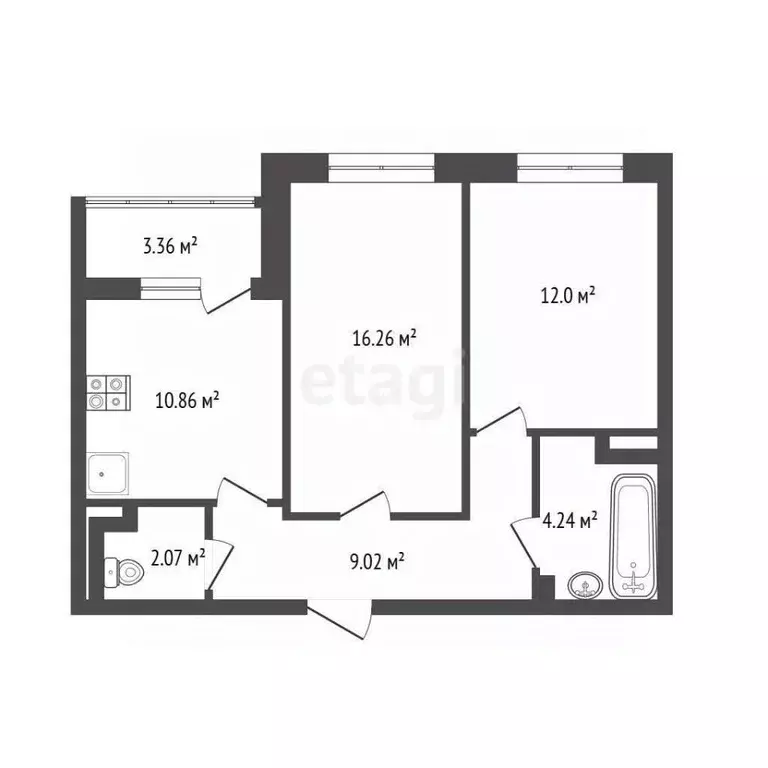 2-к кв. Санкт-Петербург Комендантский просп., 66к1 (56.0 м) - Фото 2