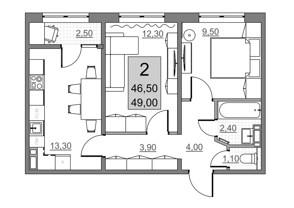 2-комнатная квартира: Балаково, микрорайон 3Г (46.5 м) - Фото 1