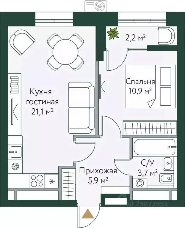 1-к кв. Волгоградская область, Волгоград Новосибирская ул., 74с1 (43.8 ... - Фото 0
