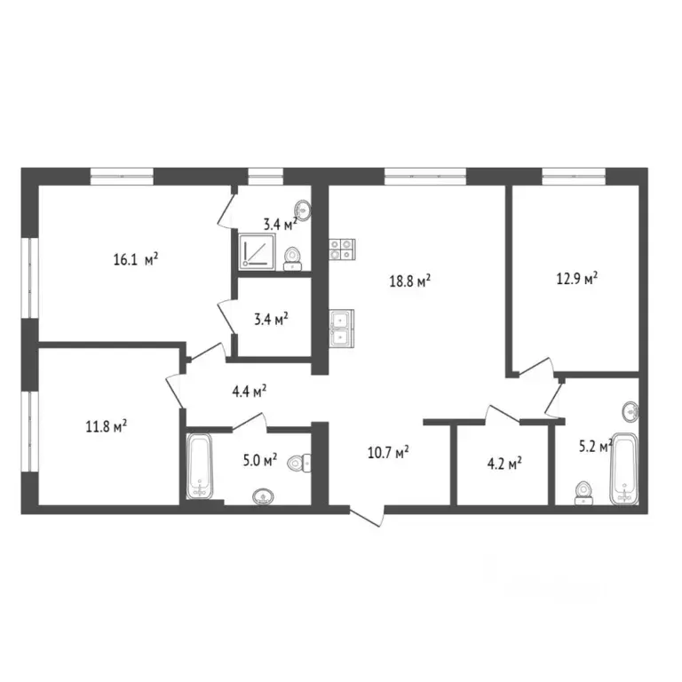 3-к кв. Тюменская область, Тюмень Новгородская ул., 20 (97.5 м) - Фото 2