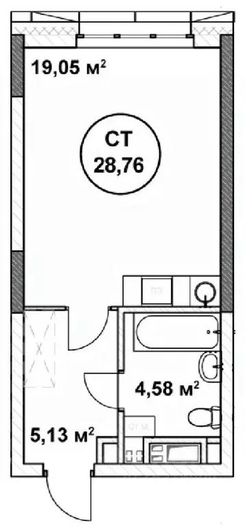 Студия Нижегородская область, Нижний Новгород ул. Родионова (28.76 м) - Фото 1