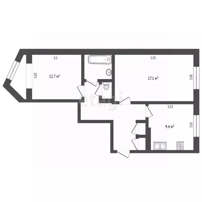 2-к кв. Камчатский край, Вилючинск Центральный мкр, 16 (51.0 м) - Фото 1