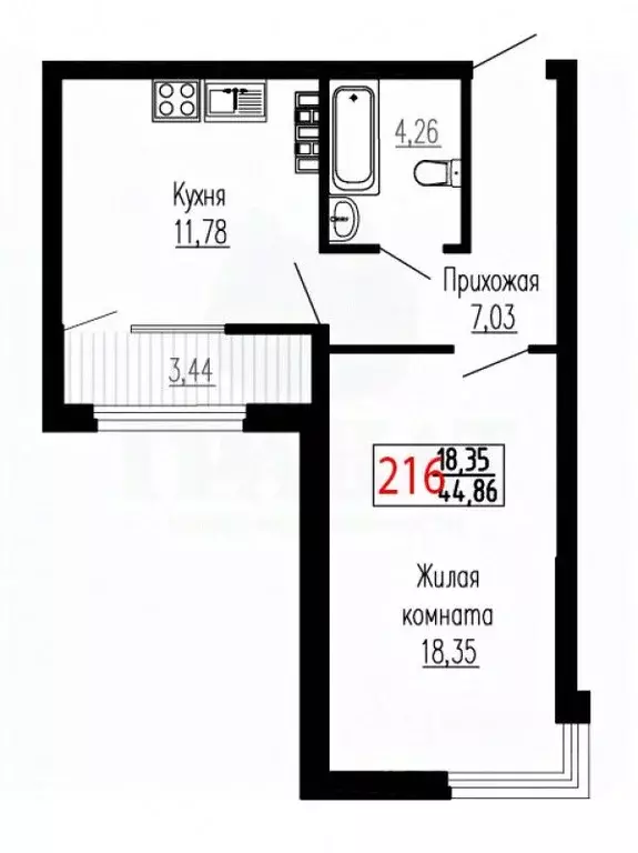 1-к кв. Свердловская область, Екатеринбург ул. Лыжников, 3 (45.0 м) - Фото 0