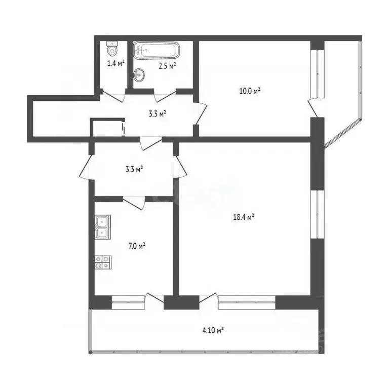 2-к кв. Севастополь просп. Генерала Острякова, 116 (49.5 м) - Фото 1