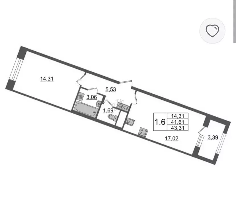 1-комнатная квартира: Санкт-Петербург, Уральская улица, 23 (41 м) - Фото 1