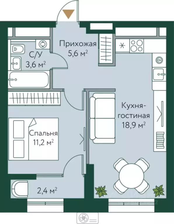 1-к кв. Волгоградская область, Волгоград Новосибирская ул., 74 (41.7 ... - Фото 1