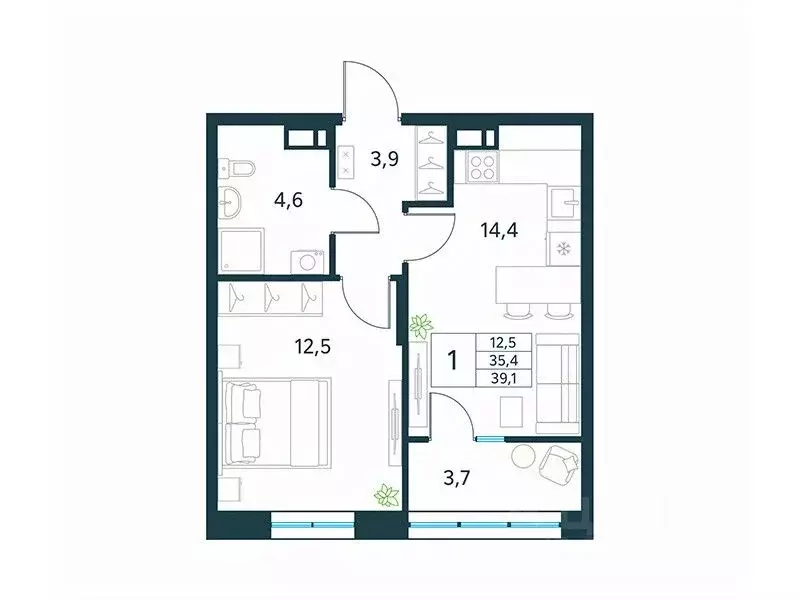 1-к кв. Забайкальский край, Чита Хороший мкр,  (39.1 м) - Фото 1
