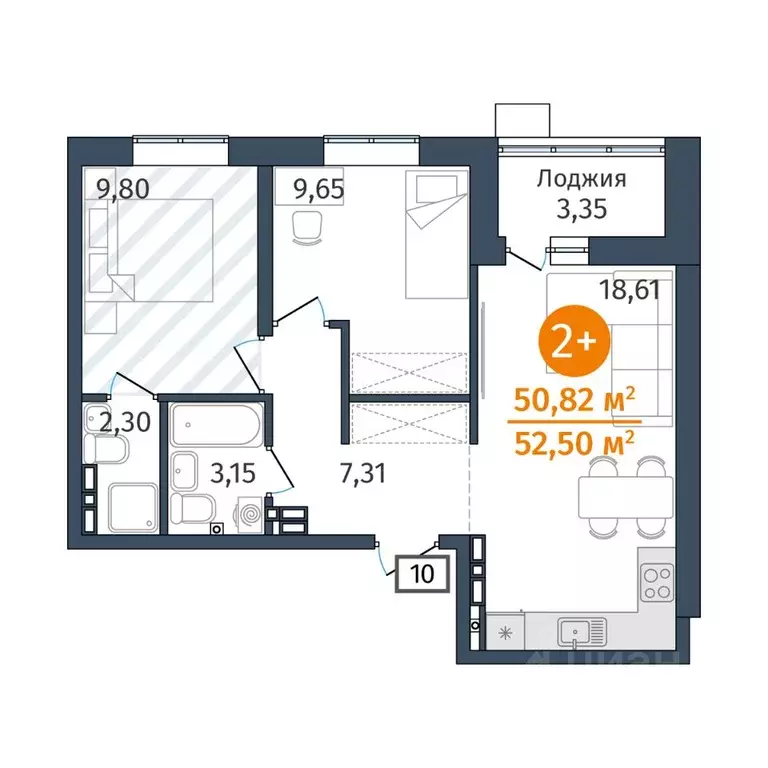 2-к кв. Тюменская область, Тюменский муниципальный округ, д. Дударева ... - Фото 1