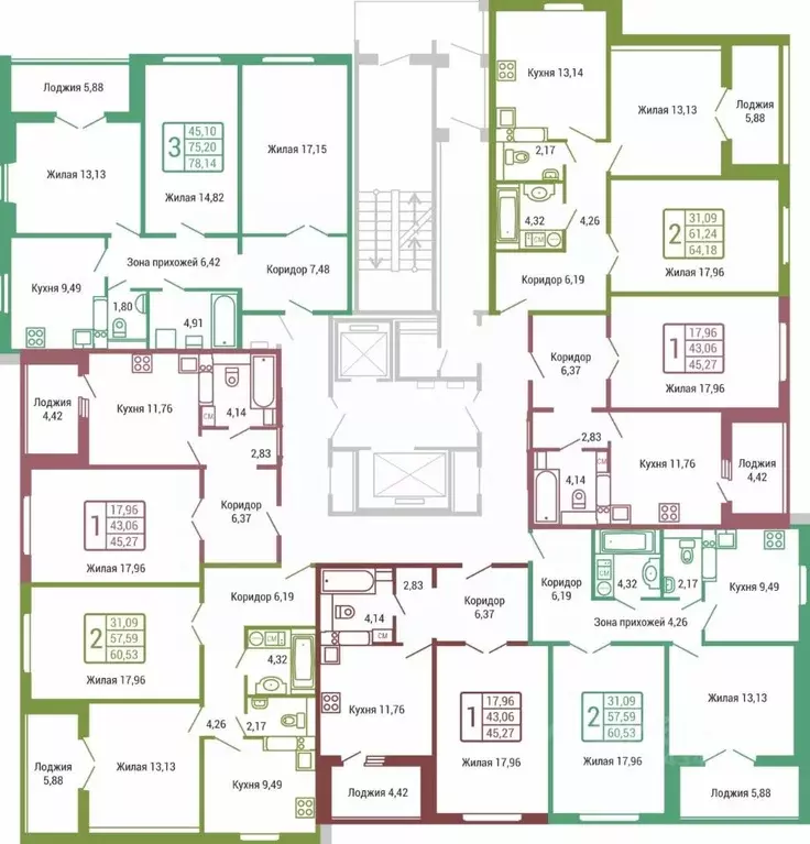 3-к кв. Калужская область, Обнинск ул. Табулевича, 1 (75.2 м) - Фото 2