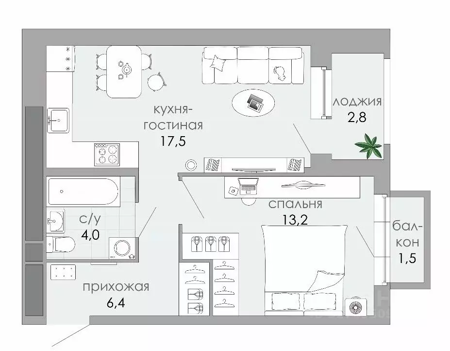 1-к кв. Тверская область, Тверь Южный мкр,  (45.4 м) - Фото 2