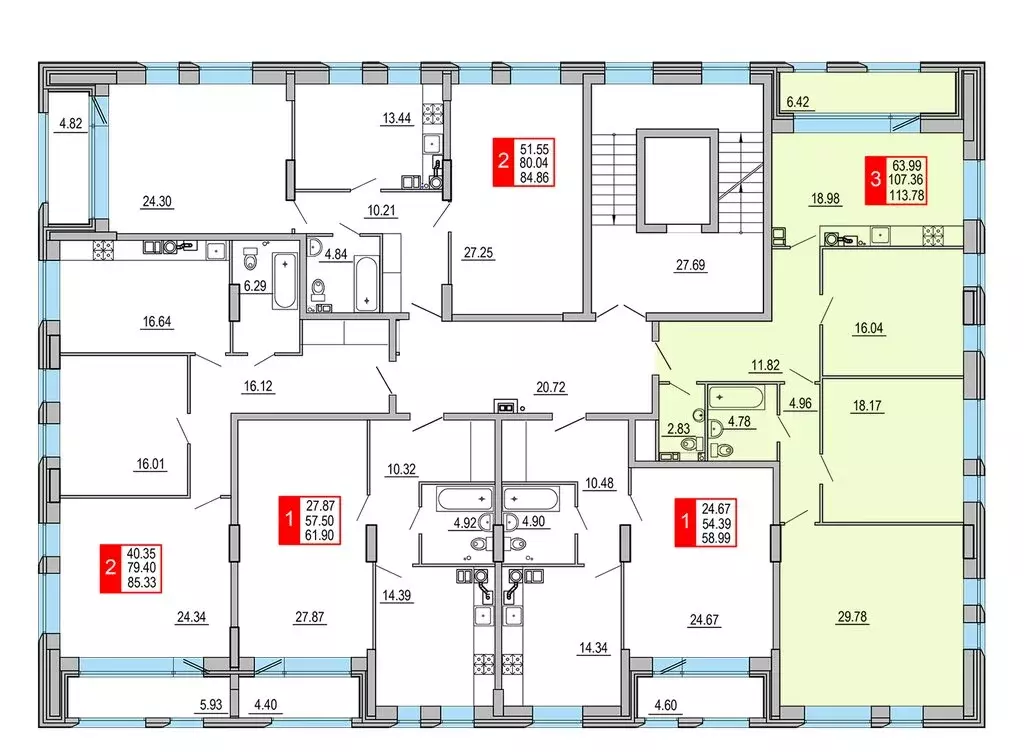 3-комнатная квартира: Тверь, Петербургское шоссе, 3к1 (113.78 м) - Фото 2