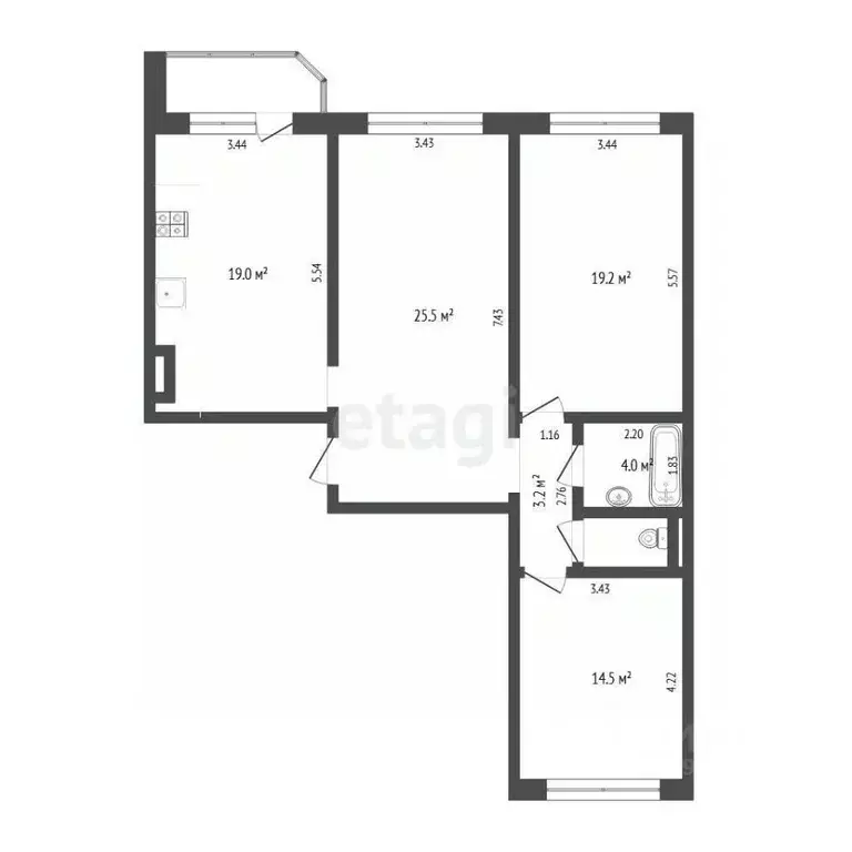 3-к кв. Тюменская область, Тюмень ул. Павла Шарова, 21 (86.5 м) - Фото 1