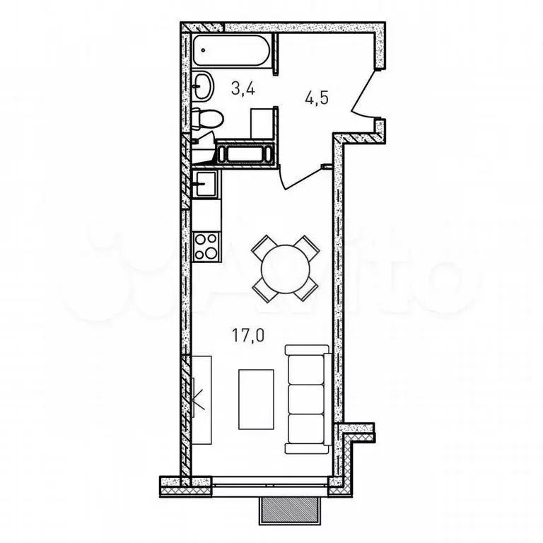 Квартира-студия, 24,9 м, 5/17 эт. - Фото 0