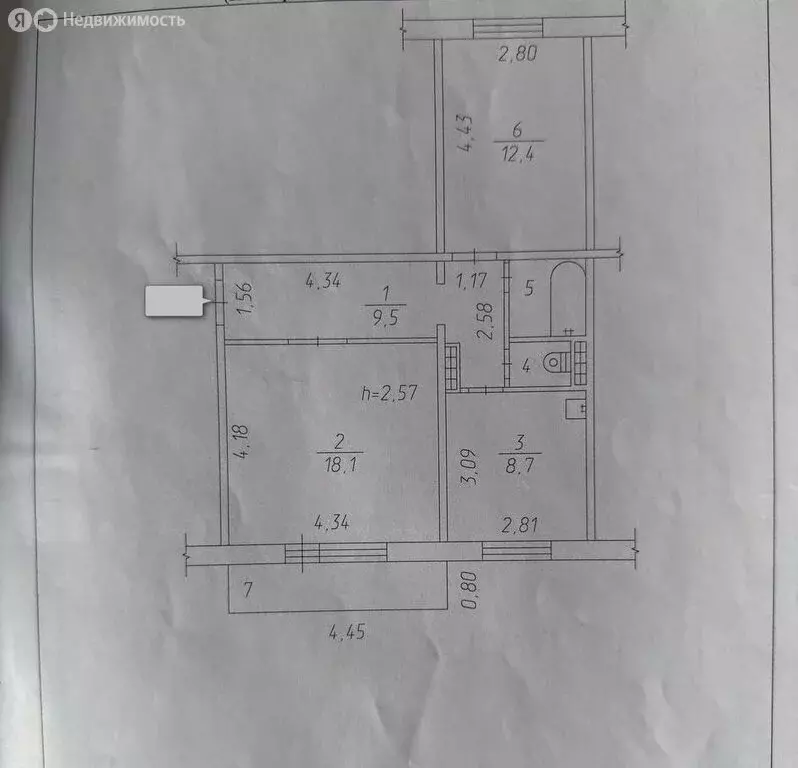 2к в -комнатной квартире ( м) - Фото 1