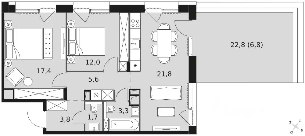 3-к кв. Москва Снежная ул., 20А (72.8 м) - Фото 2