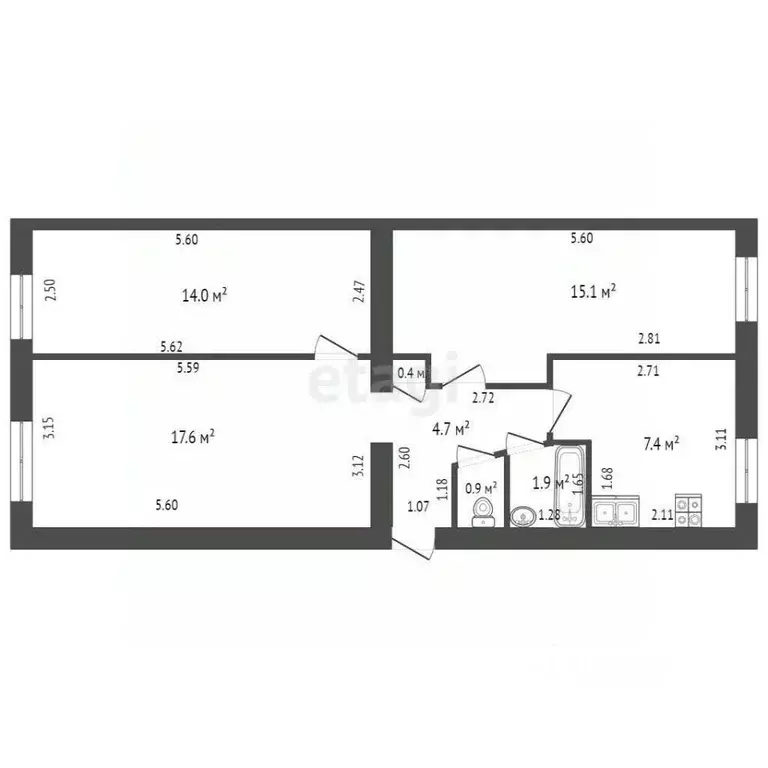 3-к кв. Башкортостан, Стерлитамакский район, Отрадовский сельсовет, с. ... - Фото 2