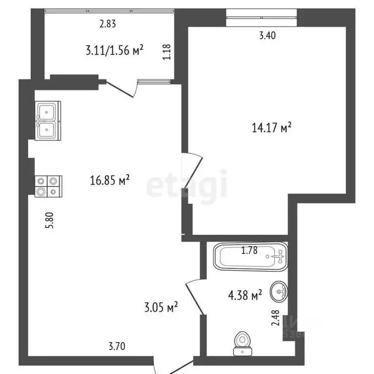 1-к кв. Ростовская область, Батайск Комсомольская ул., 133к1 (39.6 м) - Фото 1