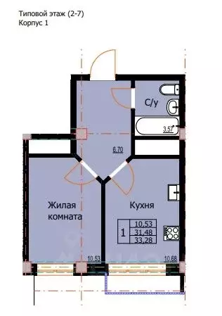 1-к кв. Ставропольский край, Ессентуки  (33.28 м) - Фото 0