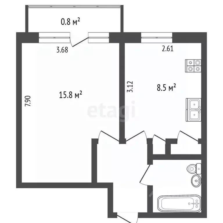 1-к кв. Псковская область, Печоры ул. Мелиораторов, 13 (32.5 м) - Фото 2