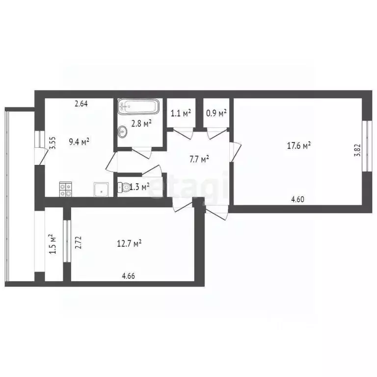 2-к кв. Севастополь ул. Генерала Жидилова, 44к2 (56.8 м) - Фото 2