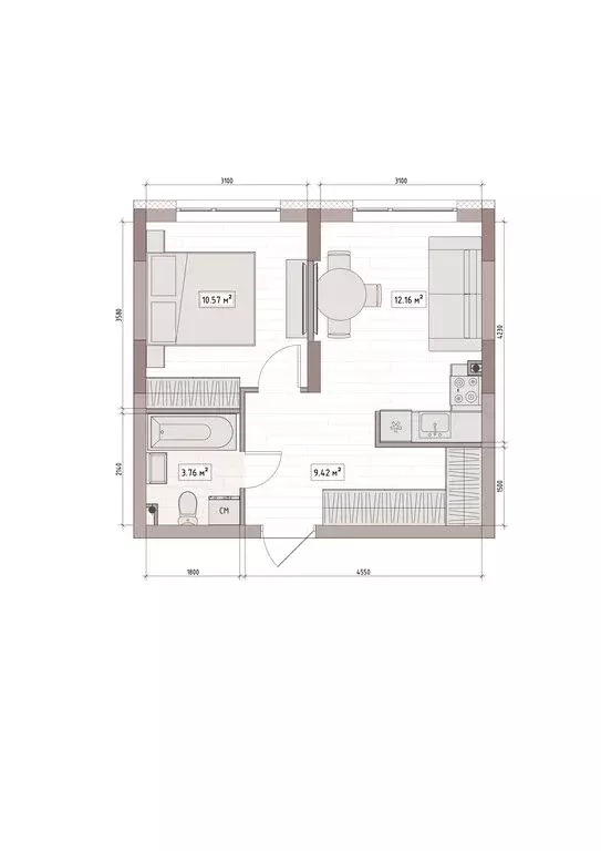 2-комнатная квартира: Кемерово, улица Терешковой, 39А (37.4 м) - Фото 2