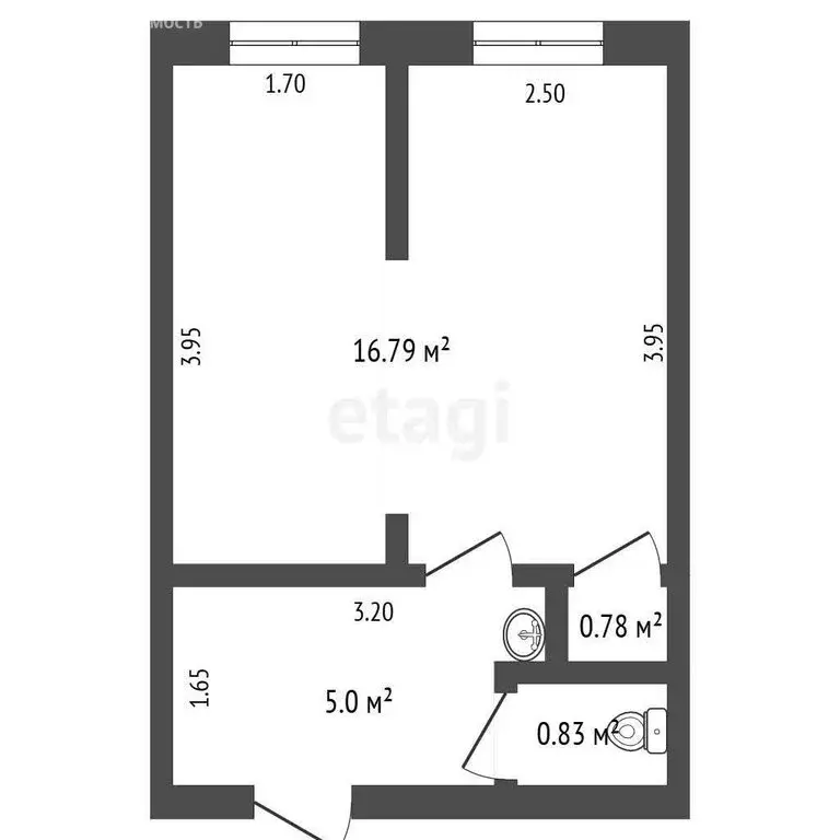 1к в -комнатной квартире (24 м) - Фото 1
