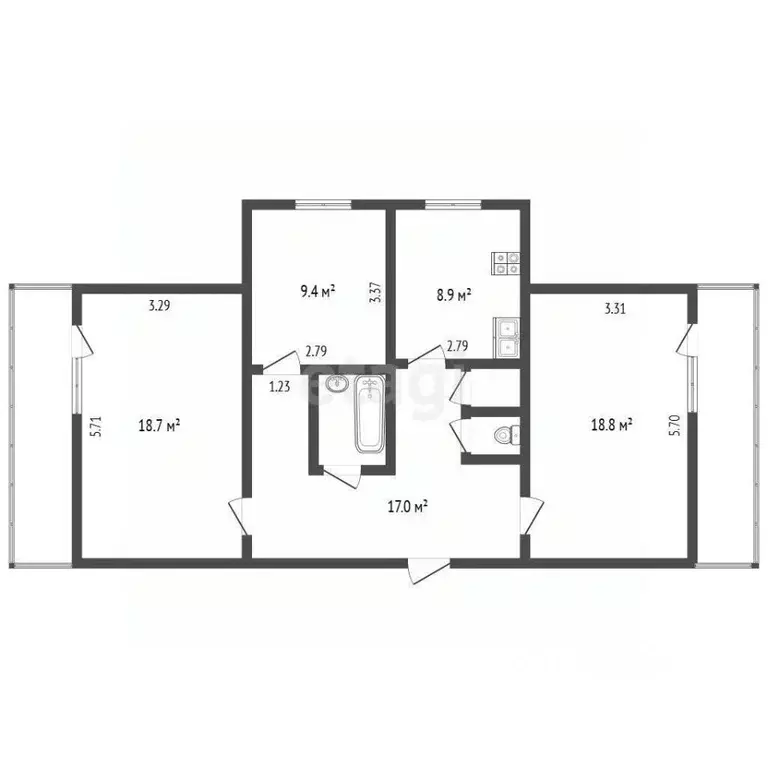 3-к кв. Вологодская область, Великий Устюг пос. Добрынино, пер. ... - Фото 2