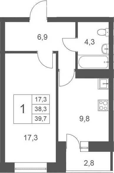 1-комнатная квартира: Новосибирск, Пролетарская улица, 271/5с (38.3 м) - Фото 1