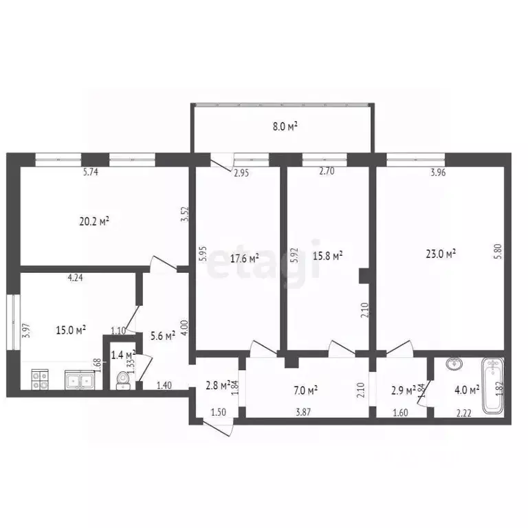 4-к кв. Самарская область, Самара ул. Губанова, 30 (115.3 м) - Фото 1