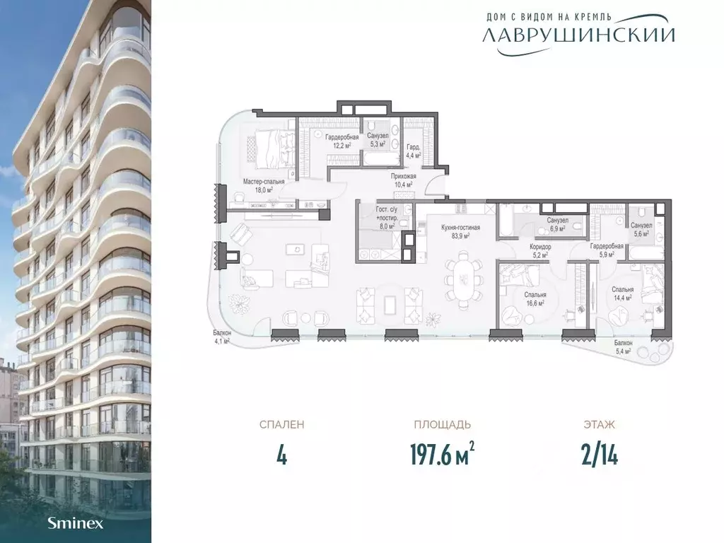 4-к кв. Москва Лаврушинский жилой комплекс (197.6 м) - Фото 0