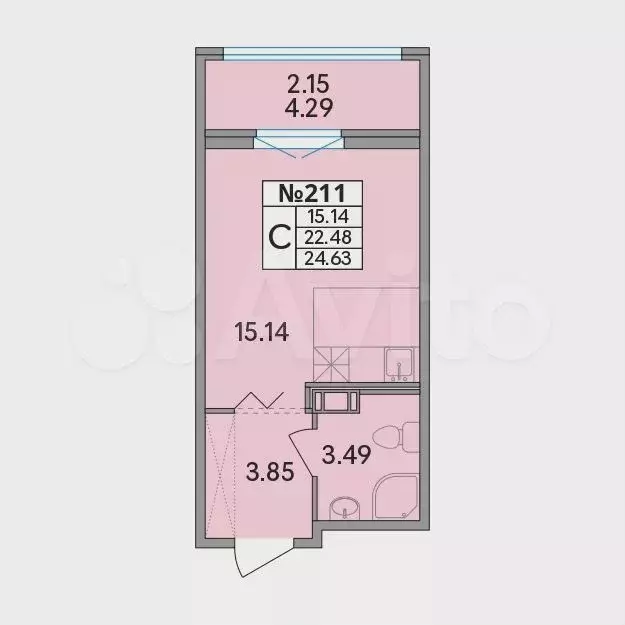 Квартира-студия, 24,6 м, 5/8 эт. - Фото 0