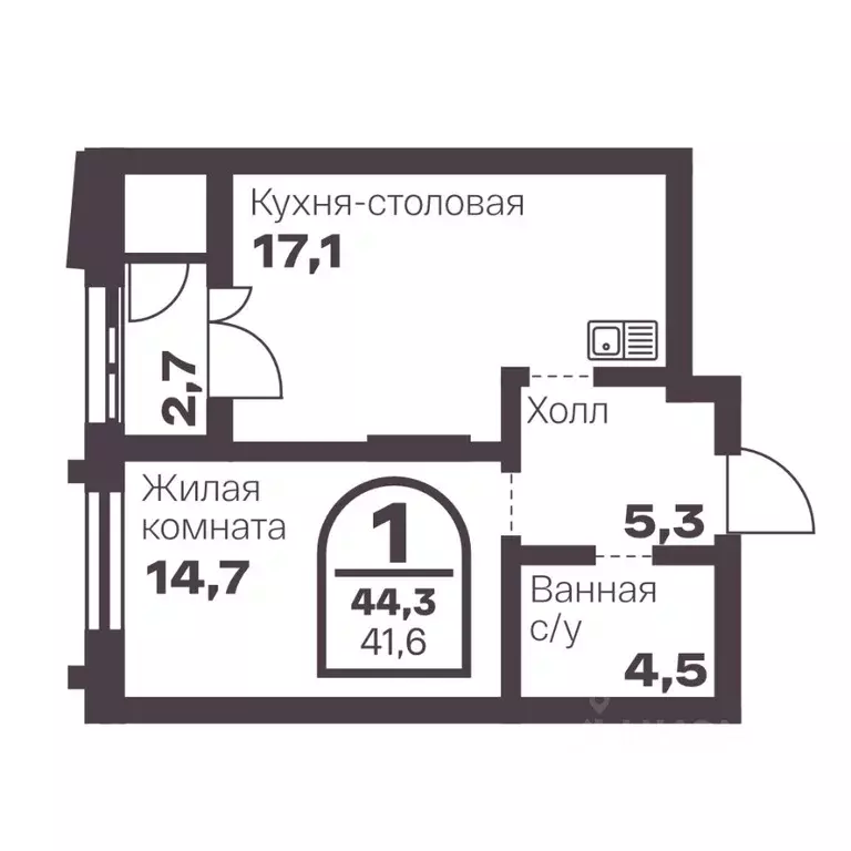 1-к кв. Челябинская область, Челябинск просп. Ленина, 19В (41.6 м) - Фото 0