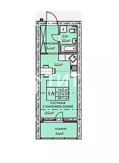 Квартира-студия: Кемерово, Космическая улица, 2Б (27 м) - Фото 0