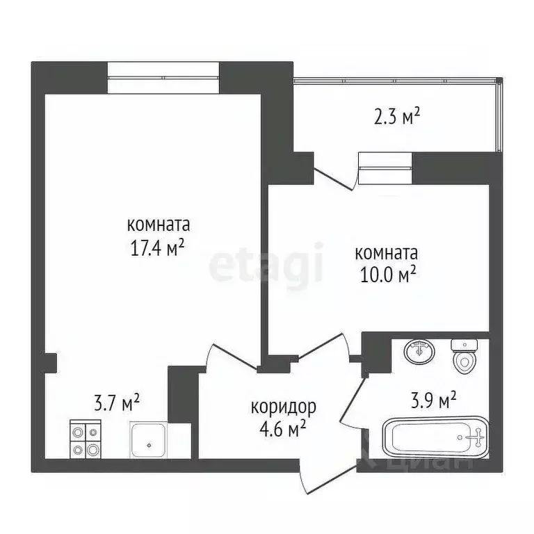 1-к кв. Забайкальский край, Чита ул. Красных Коммунаров, 1 (39.7 м) - Фото 1